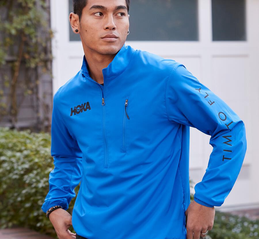 Hoka Australia One One Wind-Resistant - Mens Jackets Blue - NRBOS-6180